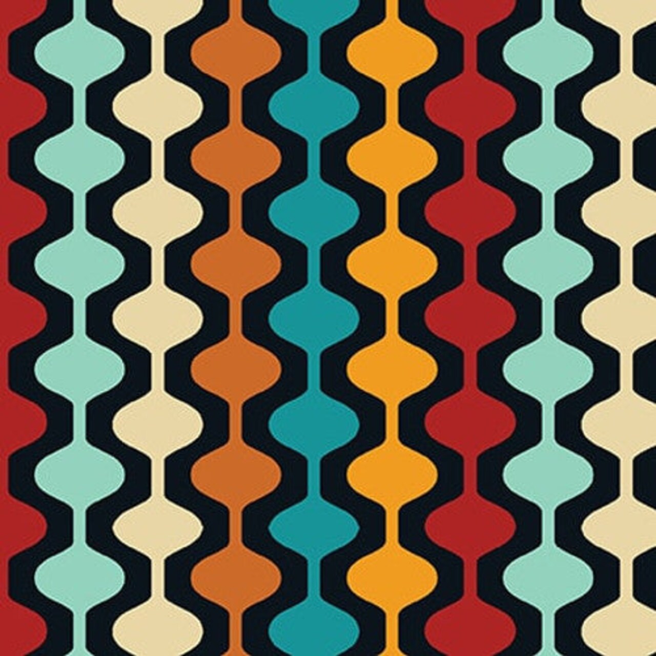 Fabric Blank Quilting Black Retro Geo Stripe Cruisin' the Open Road by the Quarter Yard 3763-99